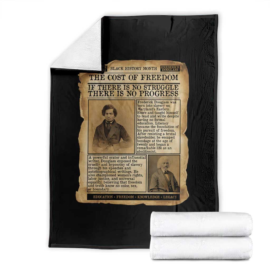 If There Is No Struggle No Progress Throw Blanket Frederick Douglass Newspaper - Wonder Print Shop