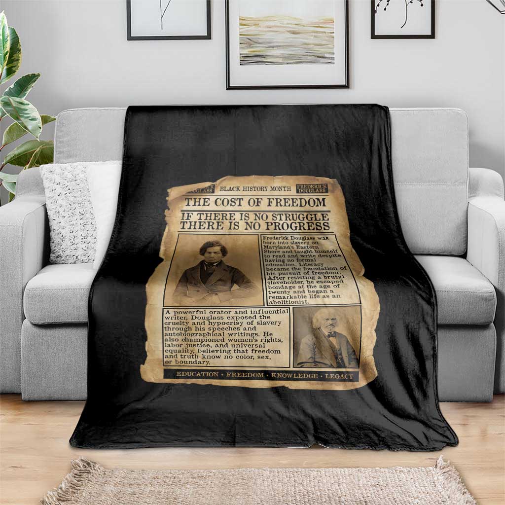 If There Is No Struggle No Progress Throw Blanket Frederick Douglass Newspaper - Wonder Print Shop