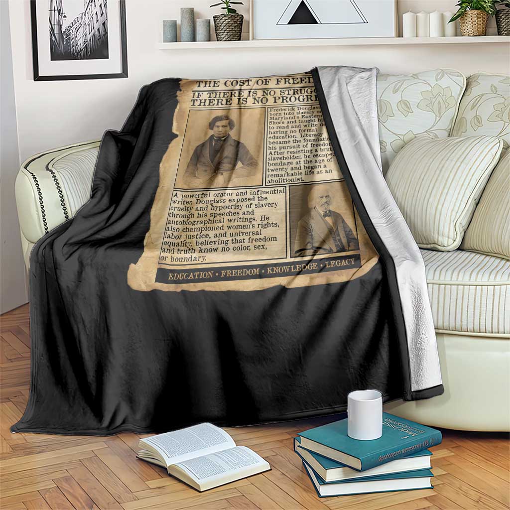 If There Is No Struggle No Progress Throw Blanket Frederick Douglass Newspaper - Wonder Print Shop