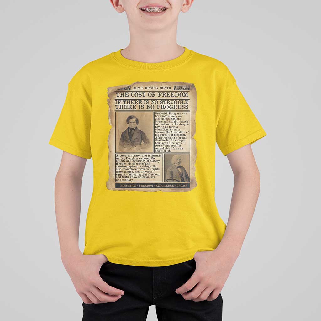 If There Is No Struggle No Progress T Shirt For Kid Frederick Douglass Newspaper - Wonder Print Shop