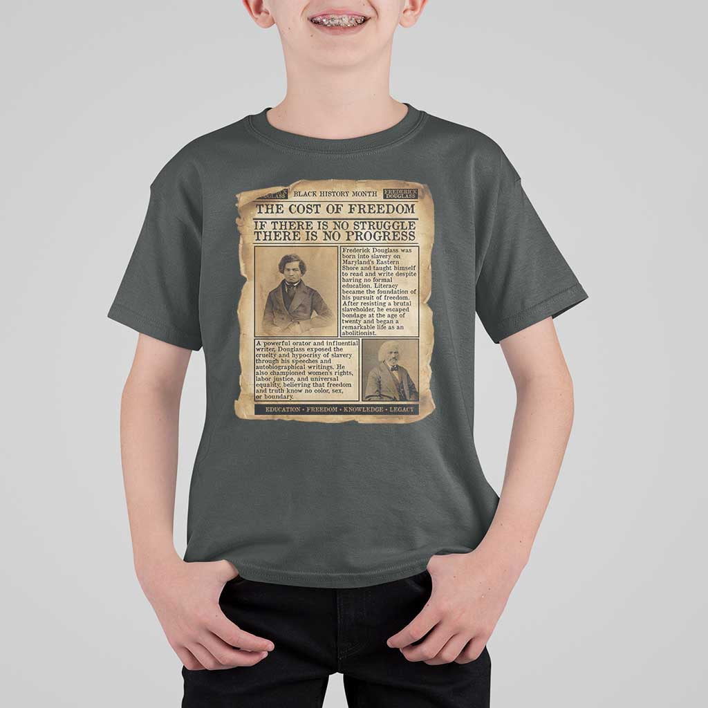 If There Is No Struggle No Progress T Shirt For Kid Frederick Douglass Newspaper - Wonder Print Shop