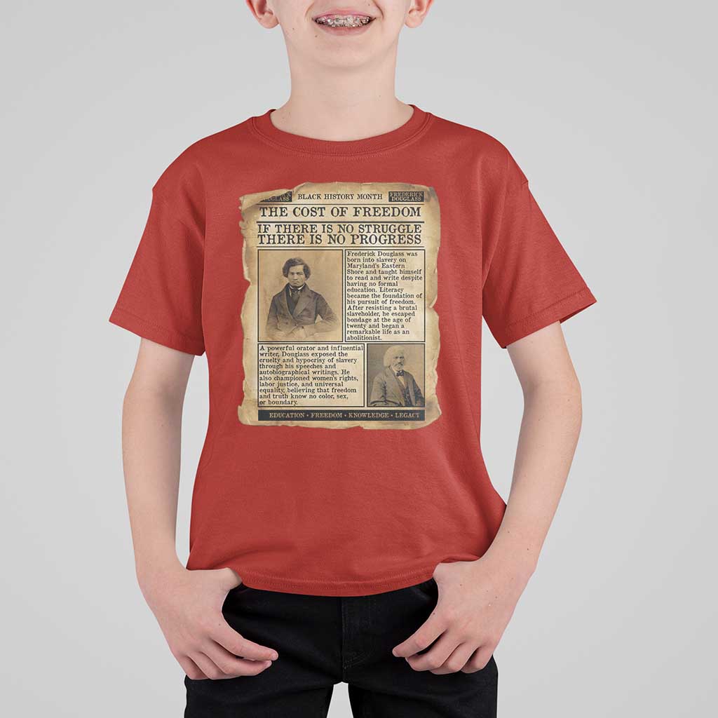 If There Is No Struggle No Progress T Shirt For Kid Frederick Douglass Newspaper - Wonder Print Shop