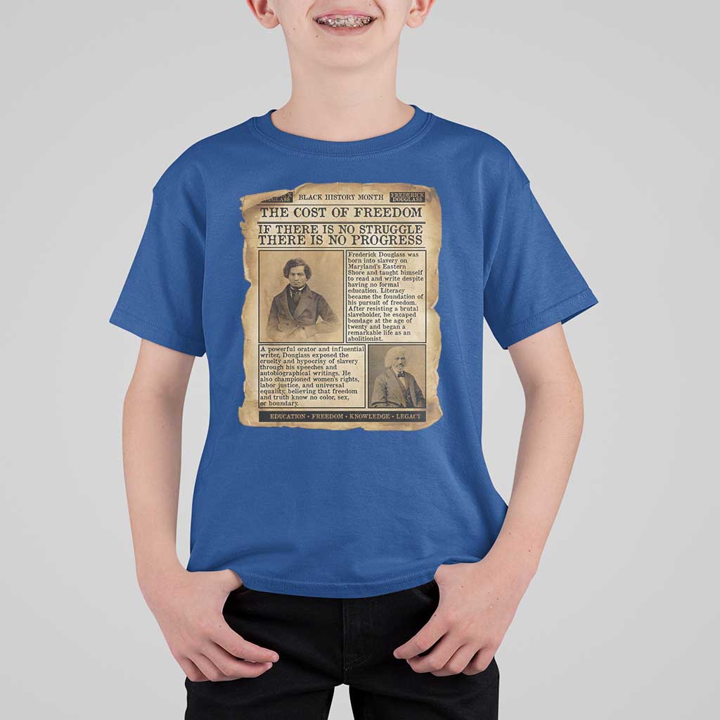 If There Is No Struggle No Progress T Shirt For Kid Frederick Douglass Newspaper - Wonder Print Shop