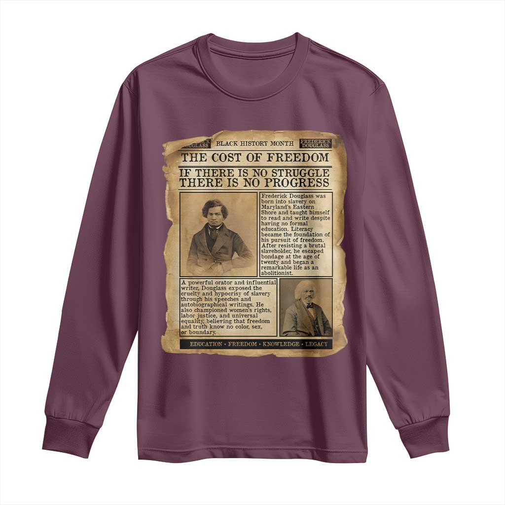 If There Is No Struggle No Progress Long Sleeve Shirt Frederick Douglass Newspaper - Wonder Print Shop