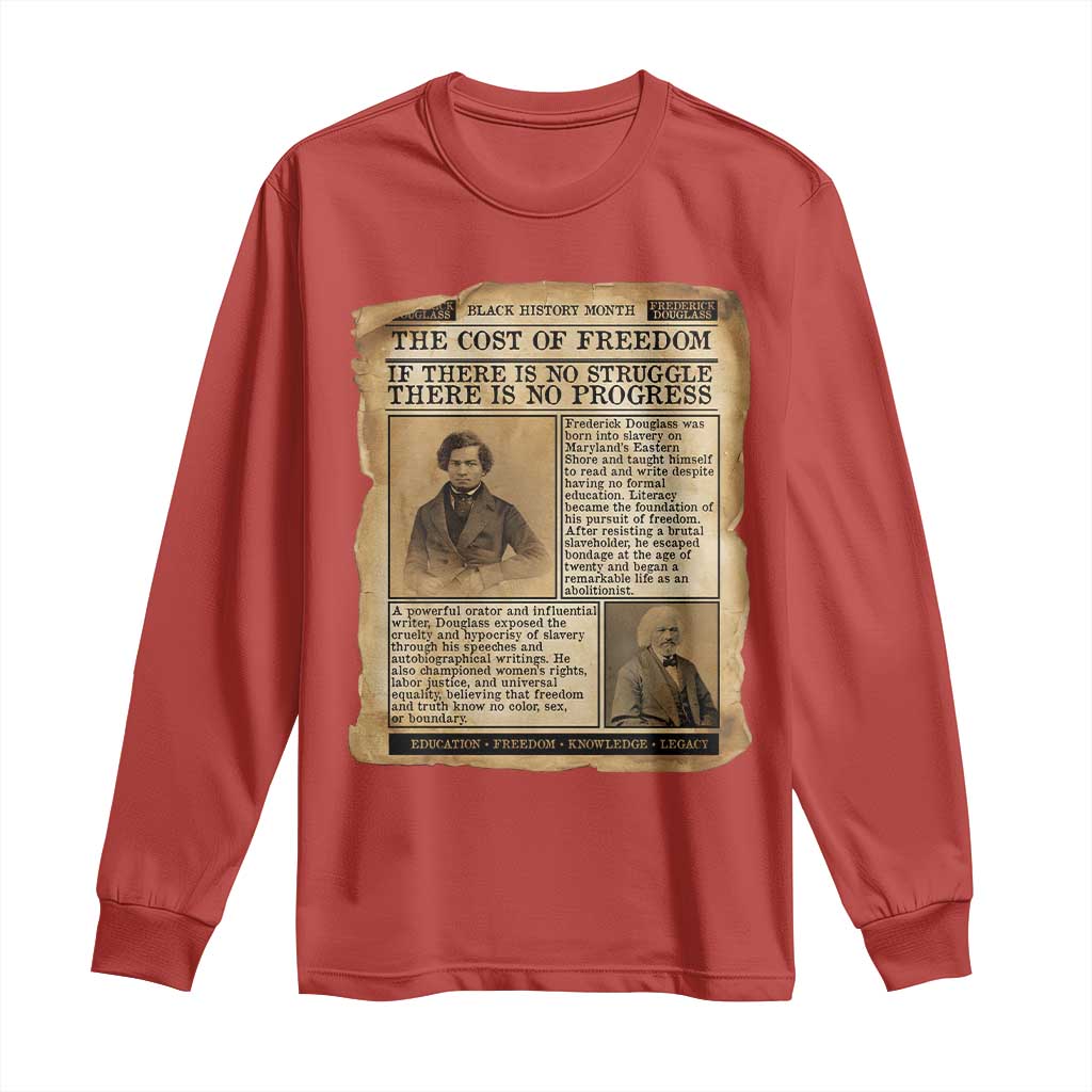 If There Is No Struggle No Progress Long Sleeve Shirt Frederick Douglass Newspaper - Wonder Print Shop