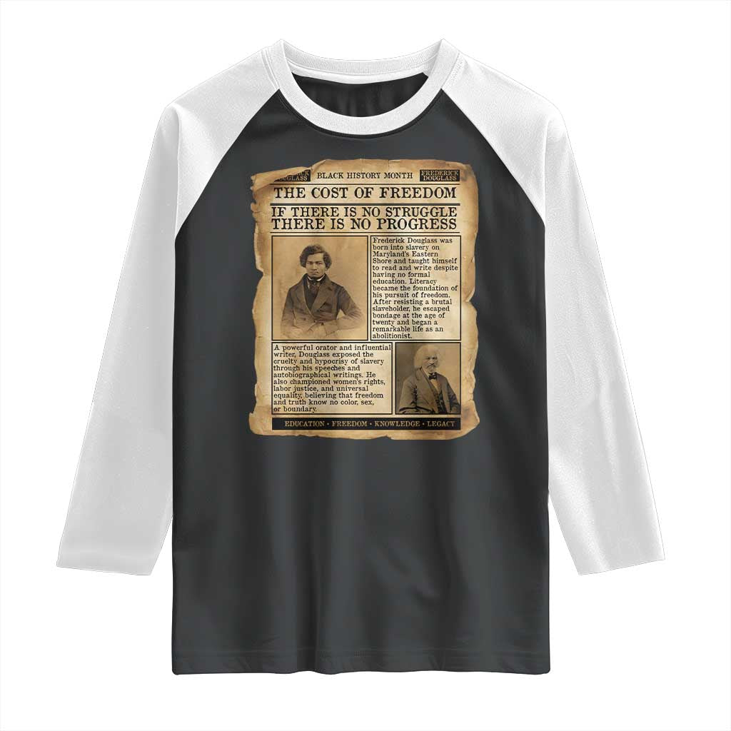 If There Is No Struggle No Progress Raglan Shirt Frederick Douglass Newspaper - Wonder Print Shop