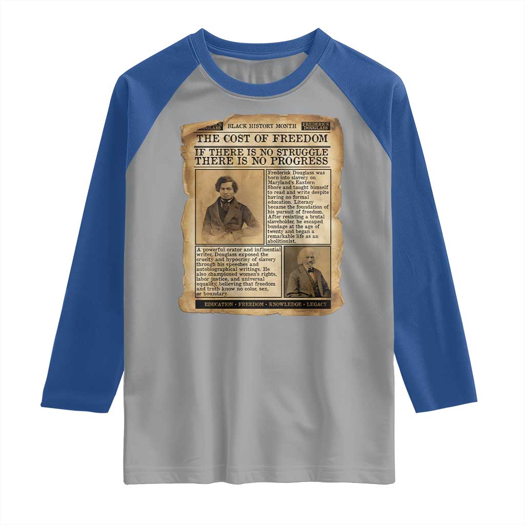 If There Is No Struggle No Progress Raglan Shirt Frederick Douglass Newspaper - Wonder Print Shop