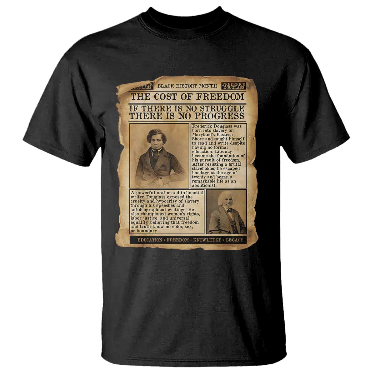 If There Is No Struggle No Progress T Shirt Frederick Douglass Newspaper - Wonder Print Shop