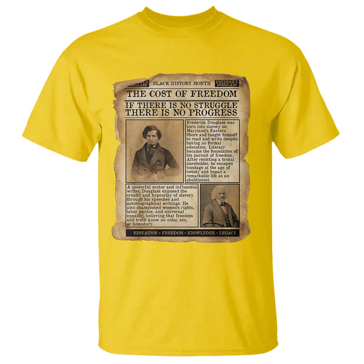 If There Is No Struggle No Progress T Shirt Frederick Douglass Newspaper - Wonder Print Shop