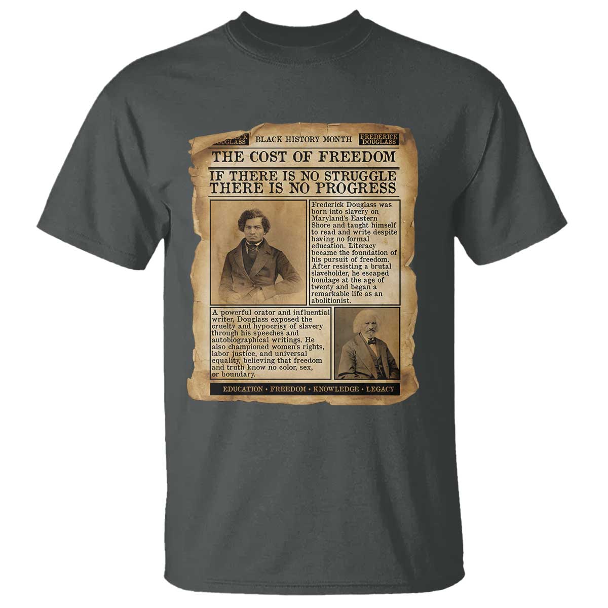 If There Is No Struggle No Progress T Shirt Frederick Douglass Newspaper - Wonder Print Shop