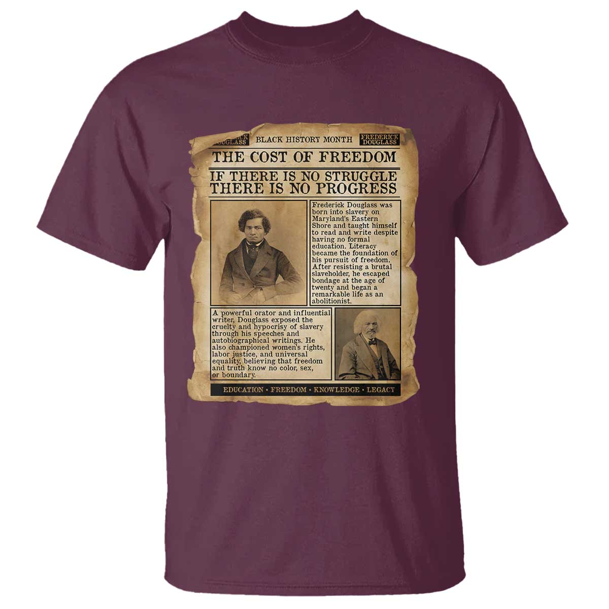 If There Is No Struggle No Progress T Shirt Frederick Douglass Newspaper - Wonder Print Shop