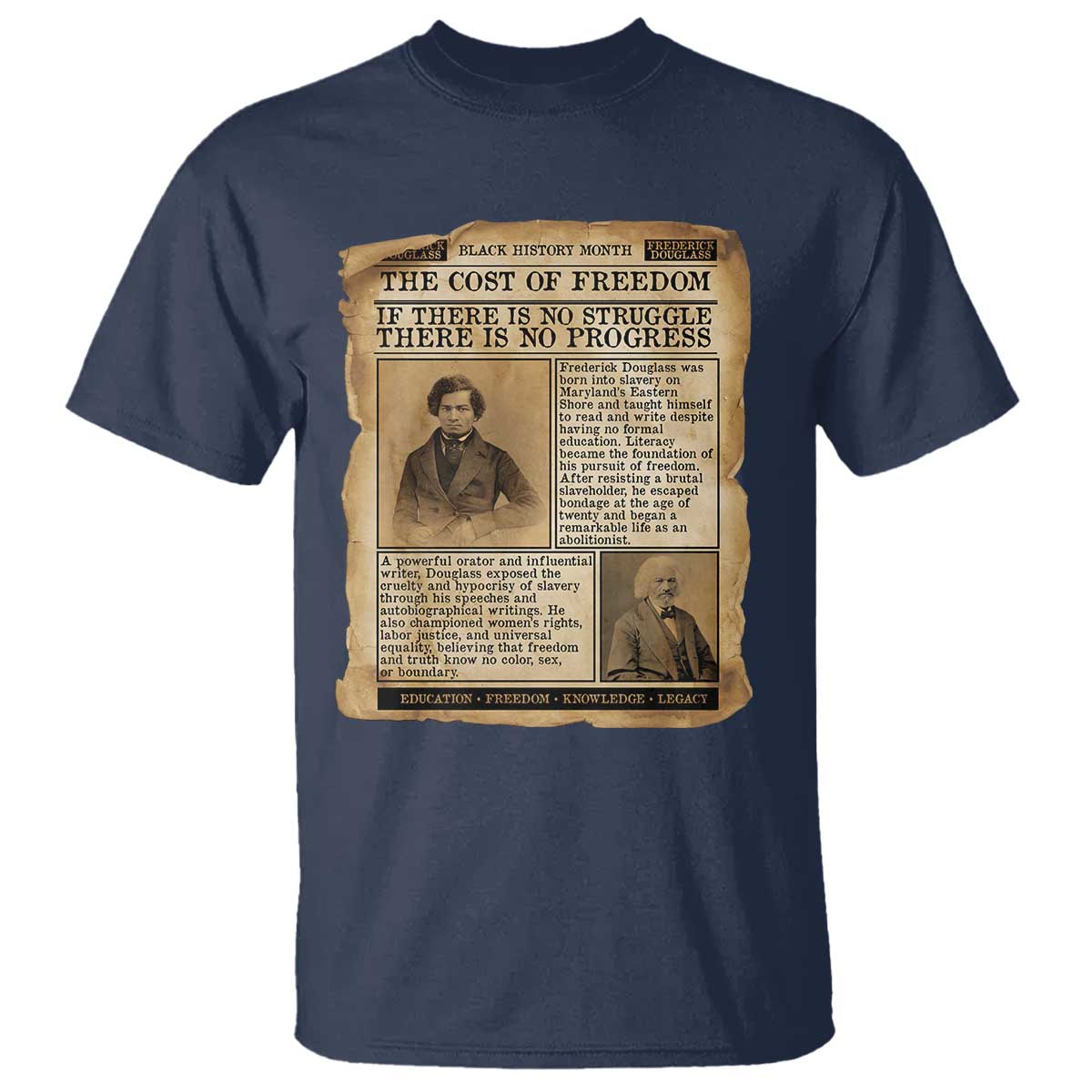 If There Is No Struggle No Progress T Shirt Frederick Douglass Newspaper - Wonder Print Shop