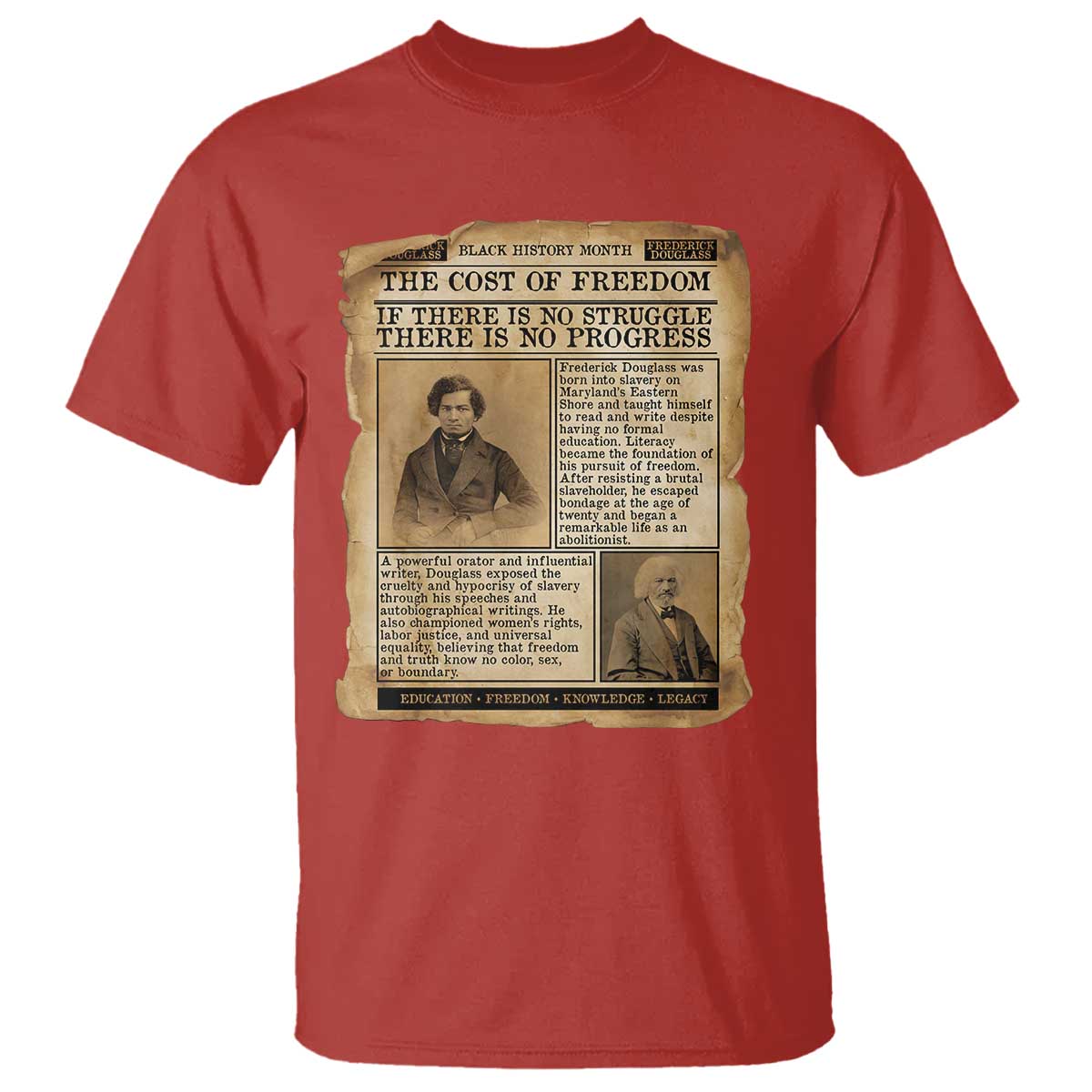 If There Is No Struggle No Progress T Shirt Frederick Douglass Newspaper - Wonder Print Shop
