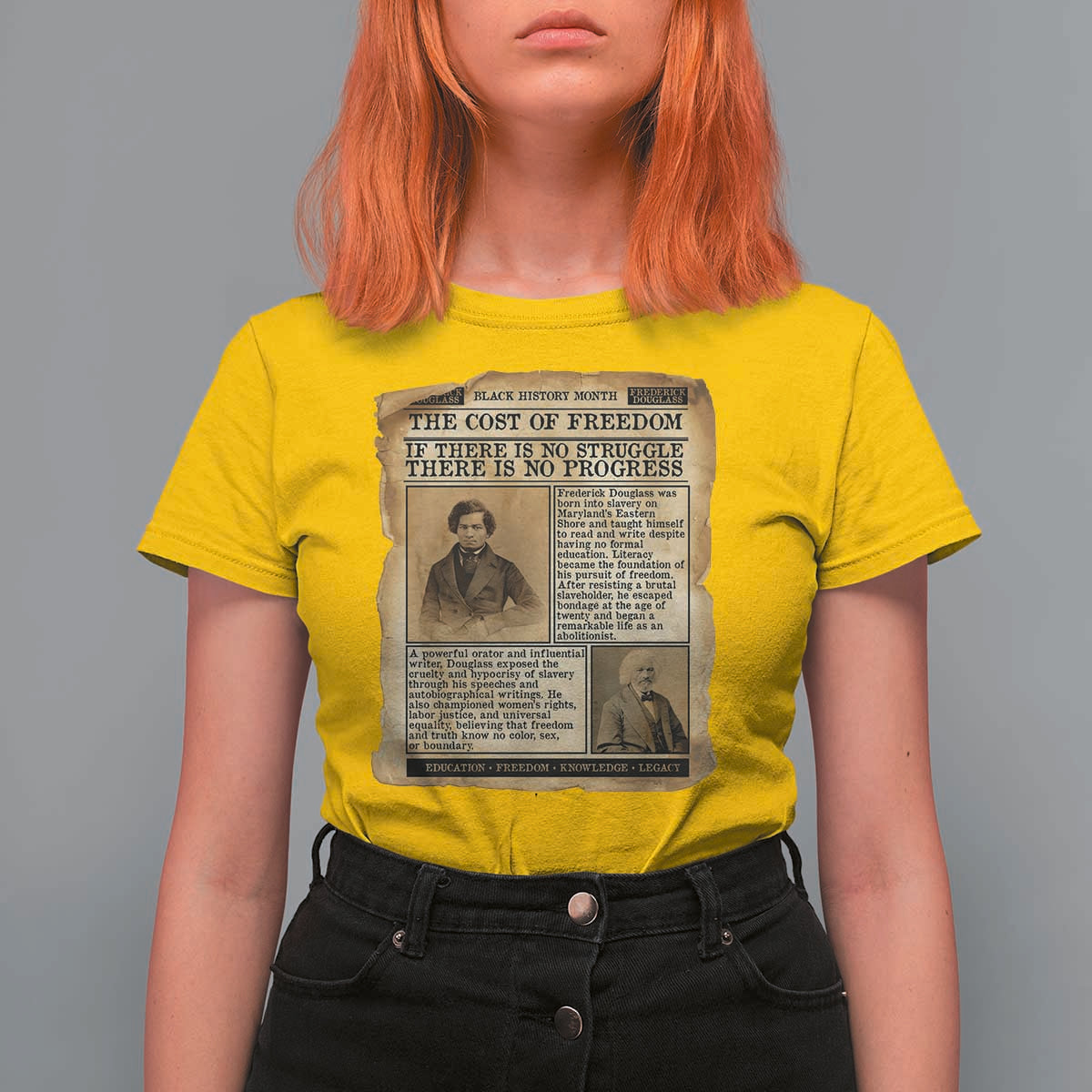 If There Is No Struggle No Progress T Shirt For Women Frederick Douglass Newspaper - Wonder Print Shop