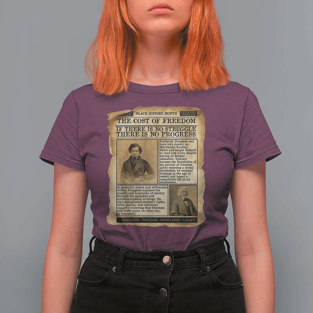 If There Is No Struggle No Progress T Shirt For Women Frederick Douglass Newspaper - Wonder Print Shop