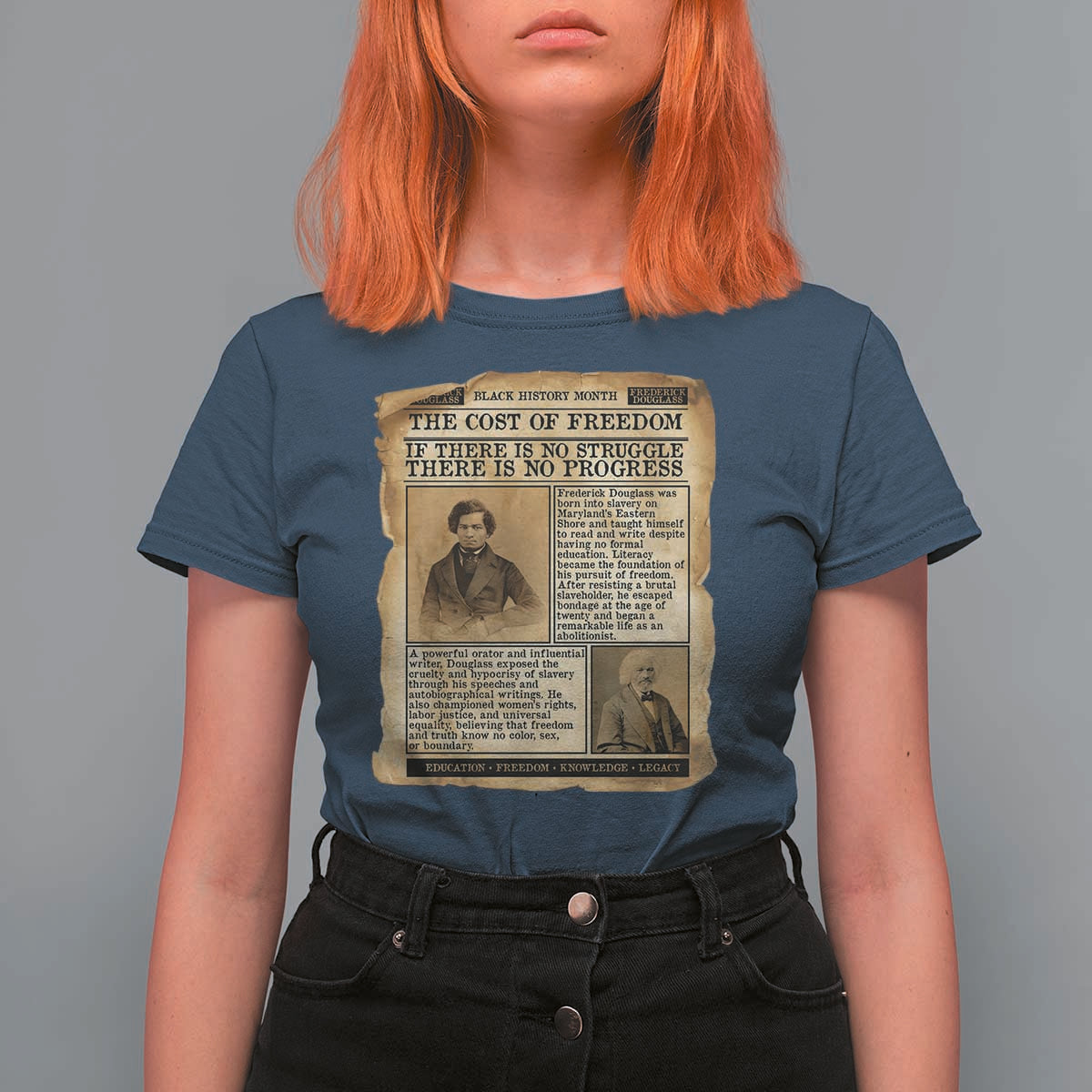 If There Is No Struggle No Progress T Shirt For Women Frederick Douglass Newspaper - Wonder Print Shop