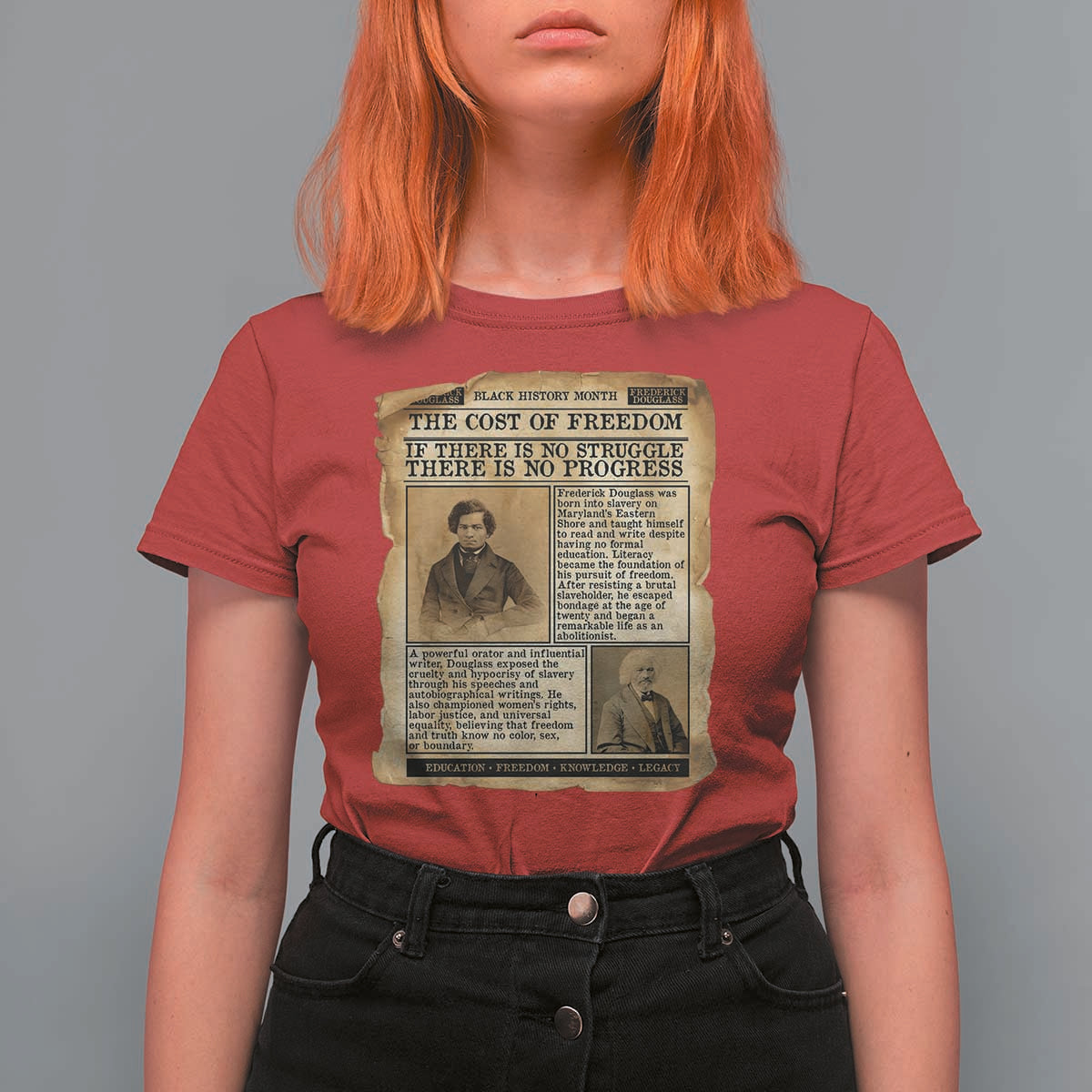 If There Is No Struggle No Progress T Shirt For Women Frederick Douglass Newspaper - Wonder Print Shop