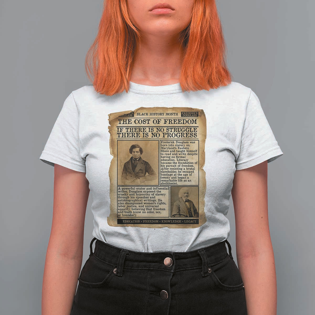 If There Is No Struggle No Progress T Shirt For Women Frederick Douglass Newspaper - Wonder Print Shop