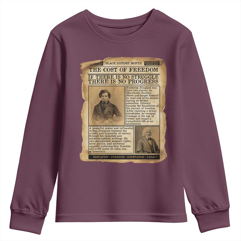 If There Is No Struggle No Progress Youth Sweatshirt Frederick Douglass Newspaper - Wonder Print Shop
