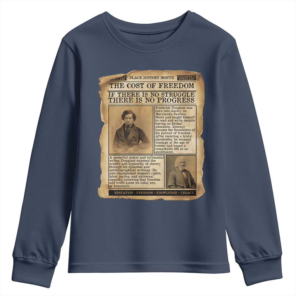 If There Is No Struggle No Progress Youth Sweatshirt Frederick Douglass Newspaper - Wonder Print Shop