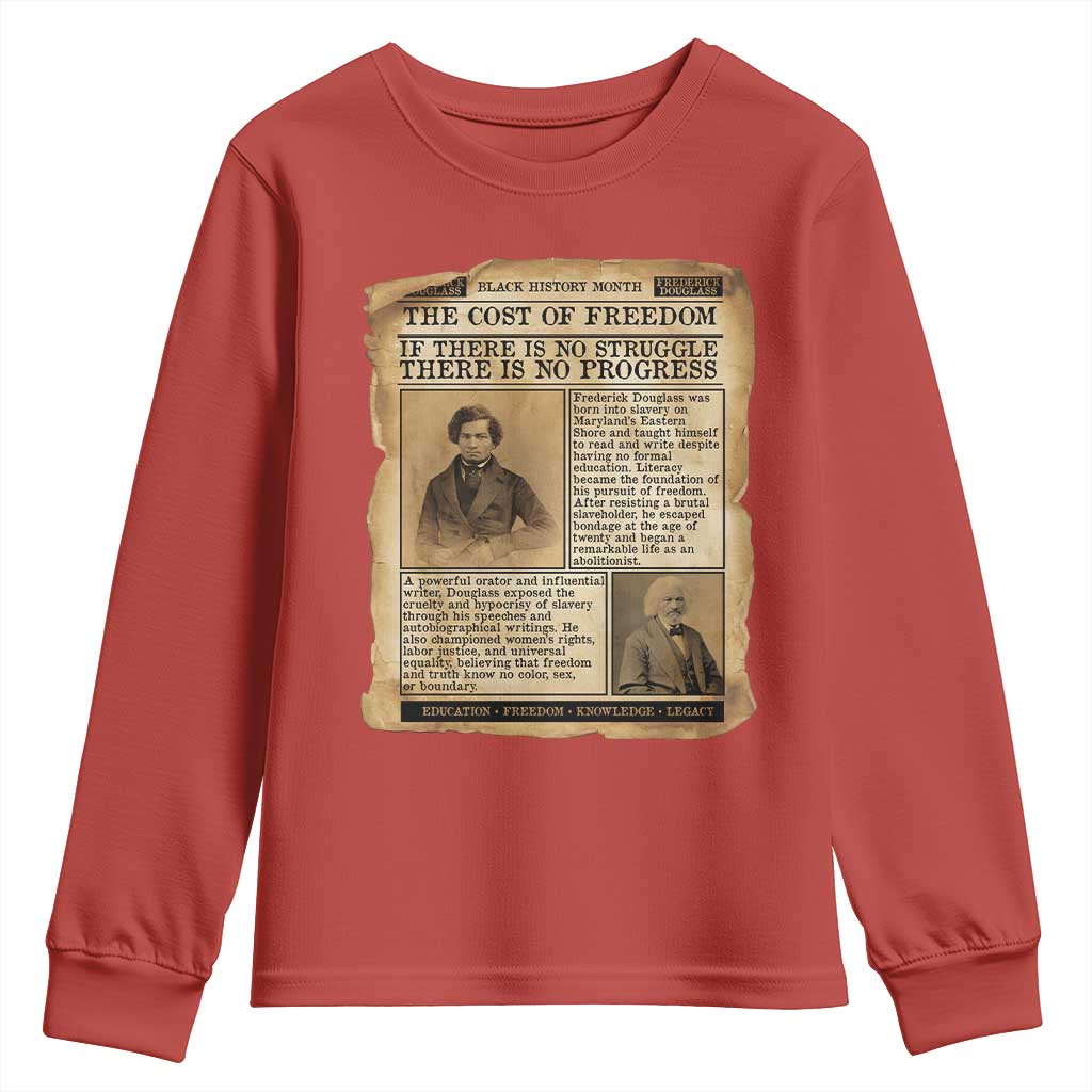 If There Is No Struggle No Progress Youth Sweatshirt Frederick Douglass Newspaper - Wonder Print Shop