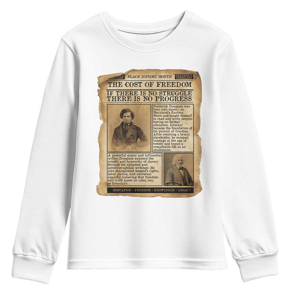 If There Is No Struggle No Progress Youth Sweatshirt Frederick Douglass Newspaper - Wonder Print Shop