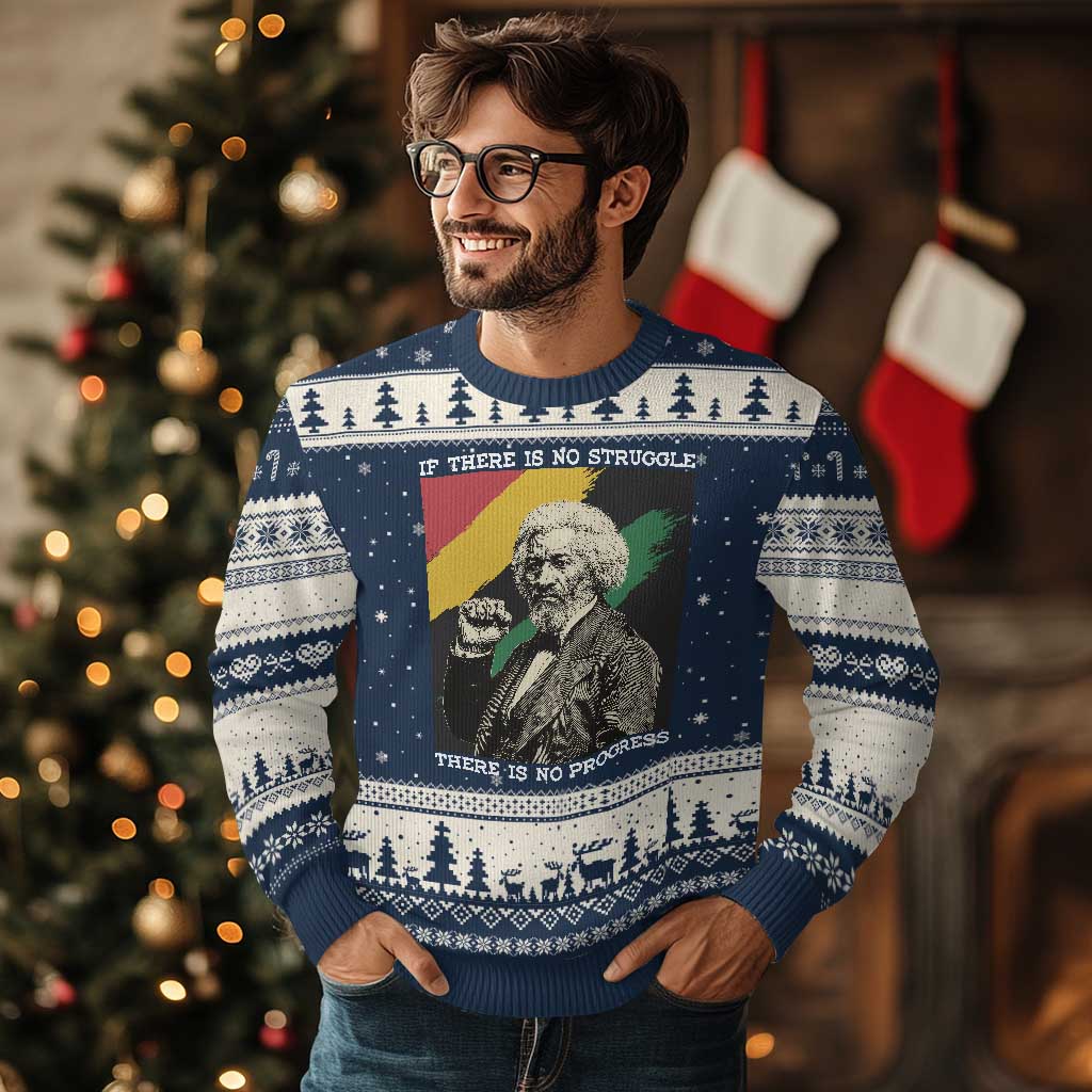 Frederick Douglass Struggle And Progress Ugly Christmas Sweater Inspirational Black History - Wonder Print Shop