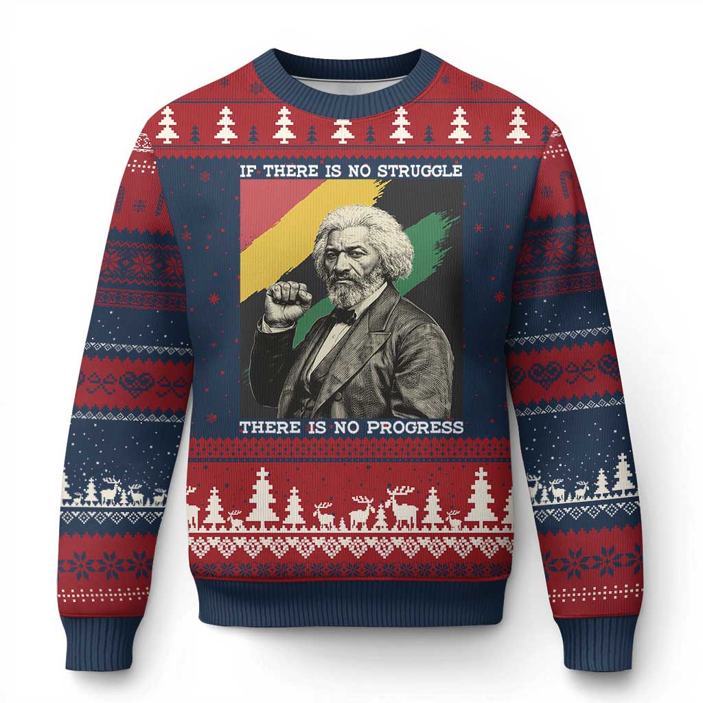 Frederick Douglass Struggle And Progress Ugly Christmas Sweater Inspirational Black History - Wonder Print Shop