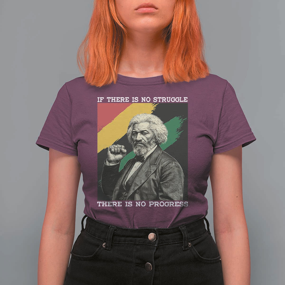 Frederick Douglass Struggle And Progress T Shirt For Women Inspirational Black History - Wonder Print Shop