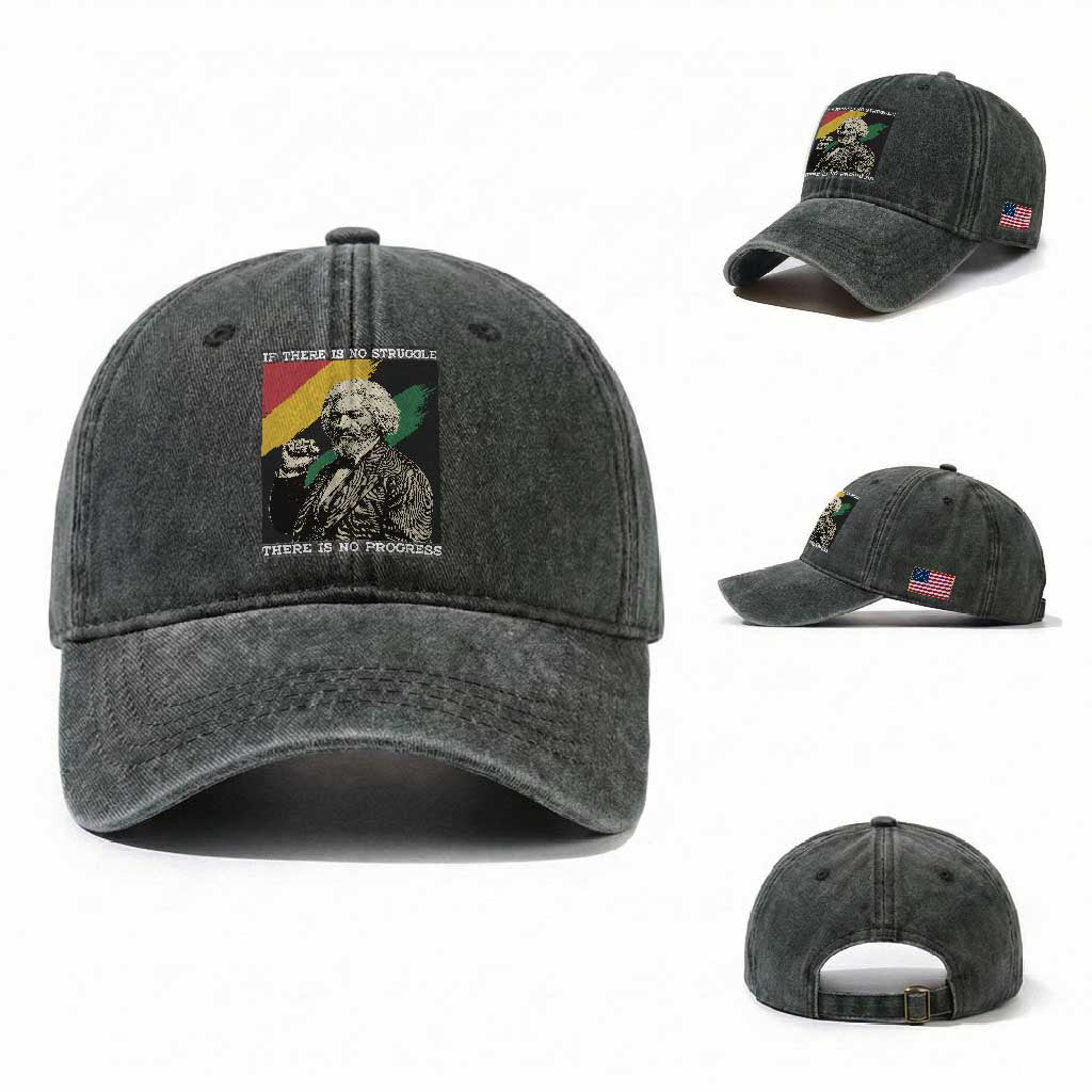 Frederick Douglass Struggle And Progress Washed Cotton Baseball Cap Inspirational Black History