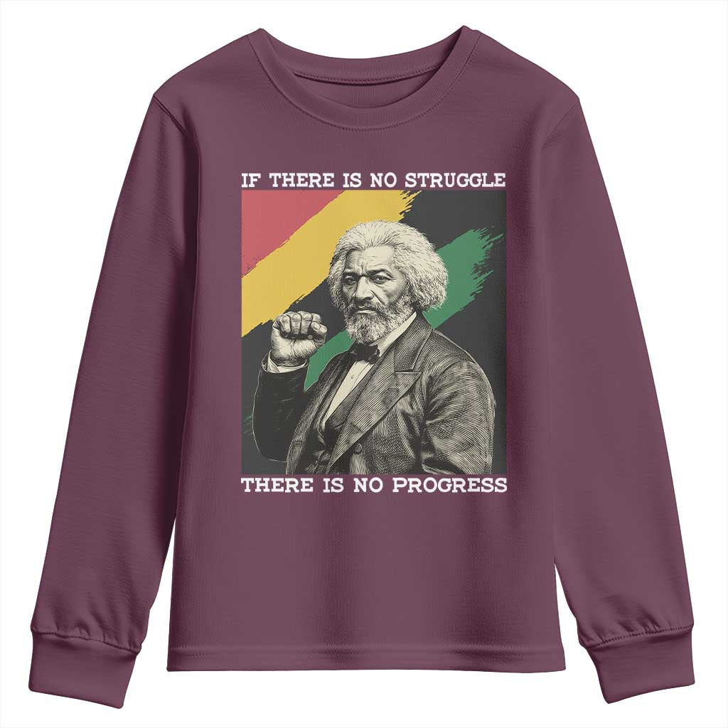 Frederick Douglass Struggle And Progress Youth Sweatshirt Inspirational Black History - Wonder Print Shop