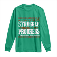 Frederick Douglass Empowerment Quote Gift Long Sleeve Shirt No Struggle No Progress - Wonder Print Shop