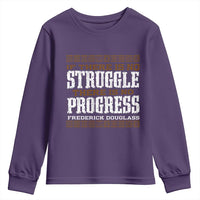 Frederick Douglass Empowerment Quote Gift Youth Sweatshirt No Struggle No Progress - Wonder Print Shop