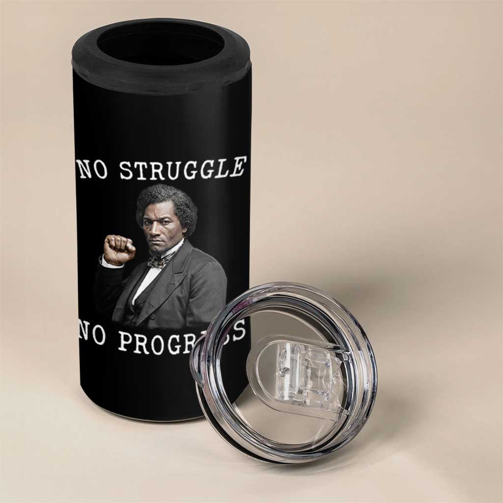 Frederick Douglass Quote 4 in 1 Can Cooler Tumbler No Struggle No Progress - Wonder Print Shop