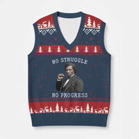Frederick Douglass Quote V-Neck Knit Sweater Vest No Struggle No Progress - Wonder Print Shop