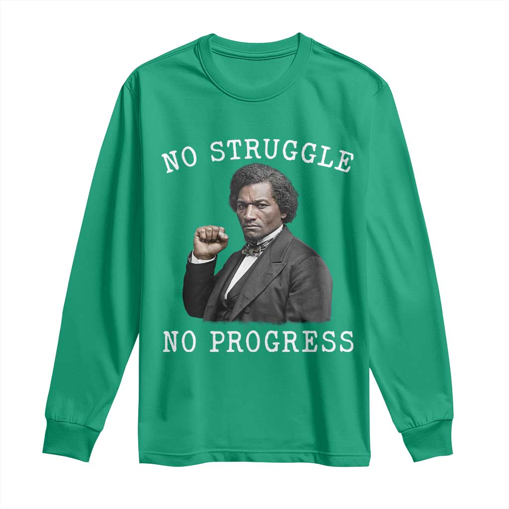 Frederick Douglass Quote Long Sleeve Shirt No Struggle No Progress - Wonder Print Shop