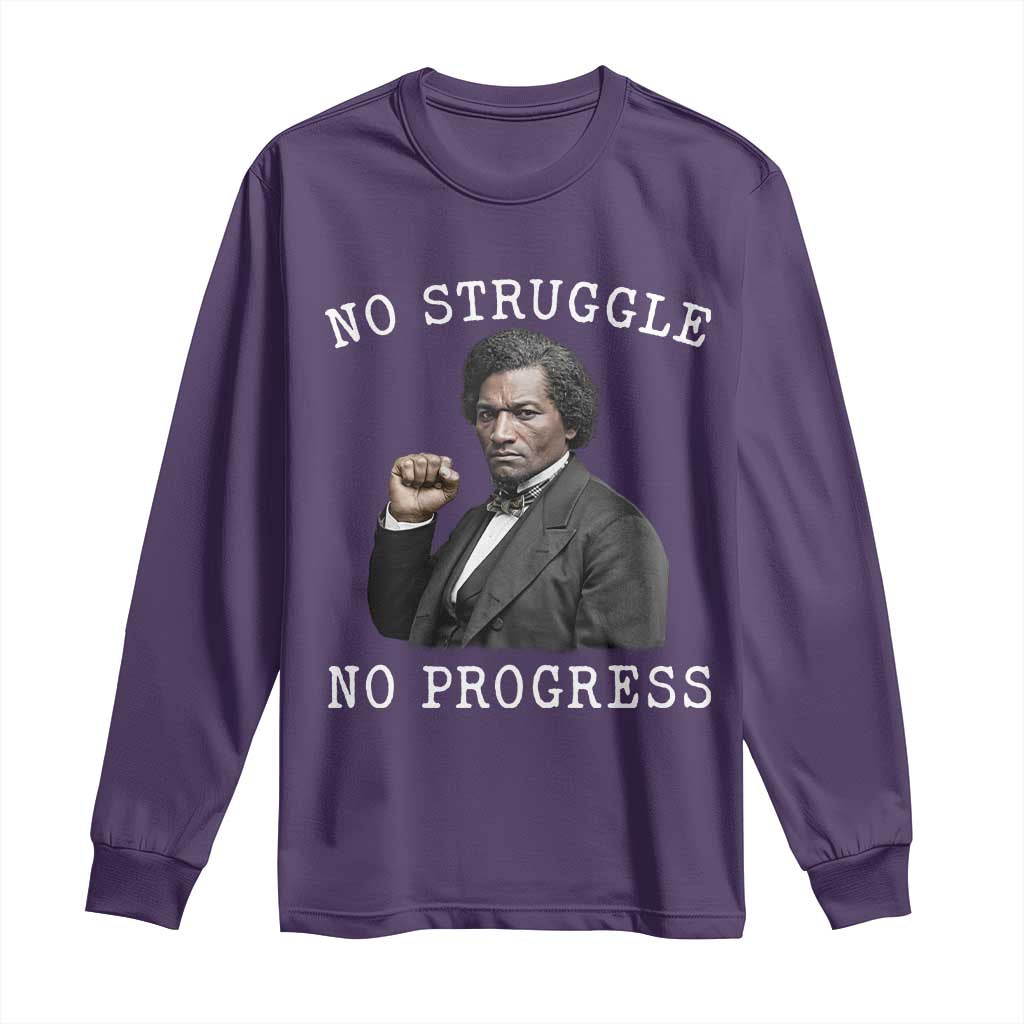 Frederick Douglass Quote Long Sleeve Shirt No Struggle No Progress - Wonder Print Shop