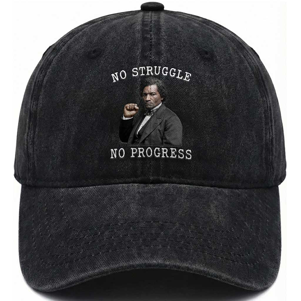 Frederick Douglass Quote Washed Cotton Baseball Cap No Struggle No Progress