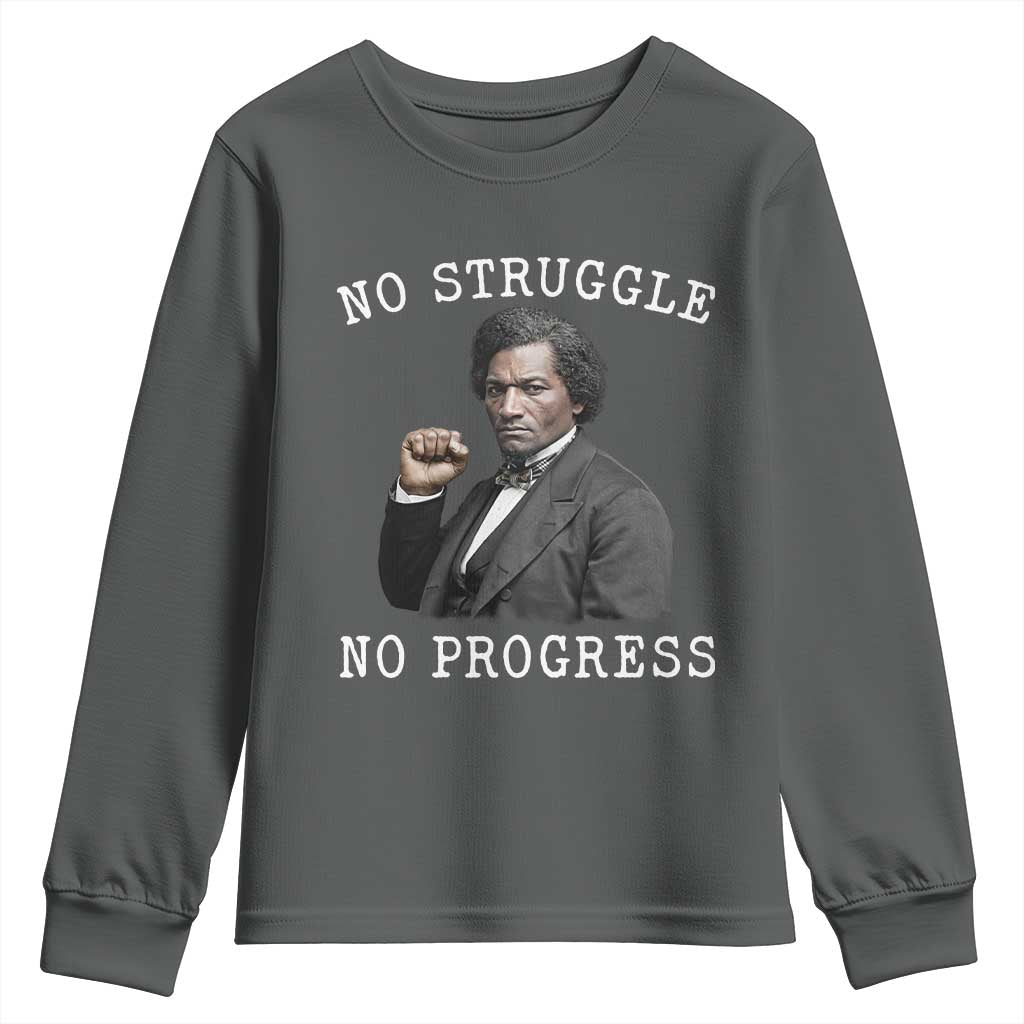 Frederick Douglass Quote Youth Sweatshirt No Struggle No Progress - Wonder Print Shop