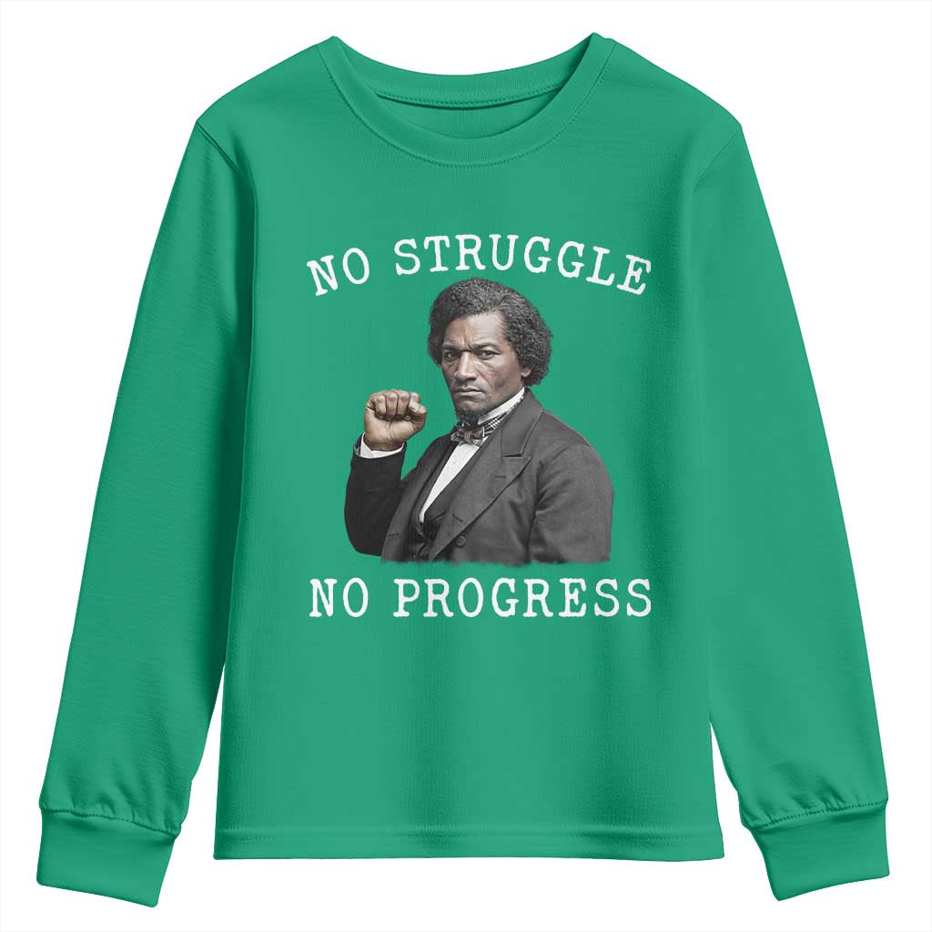 Frederick Douglass Quote Youth Sweatshirt No Struggle No Progress - Wonder Print Shop