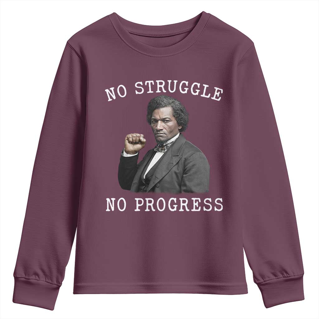 Frederick Douglass Quote Youth Sweatshirt No Struggle No Progress - Wonder Print Shop