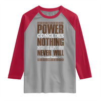 Frederick Douglass Raglan Shirt Power Concedes Nothing Without A Demand - Wonder Print Shop