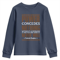 Frederick Douglass Youth Sweatshirt Power Concedes Nothing Without A Demand - Wonder Print Shop