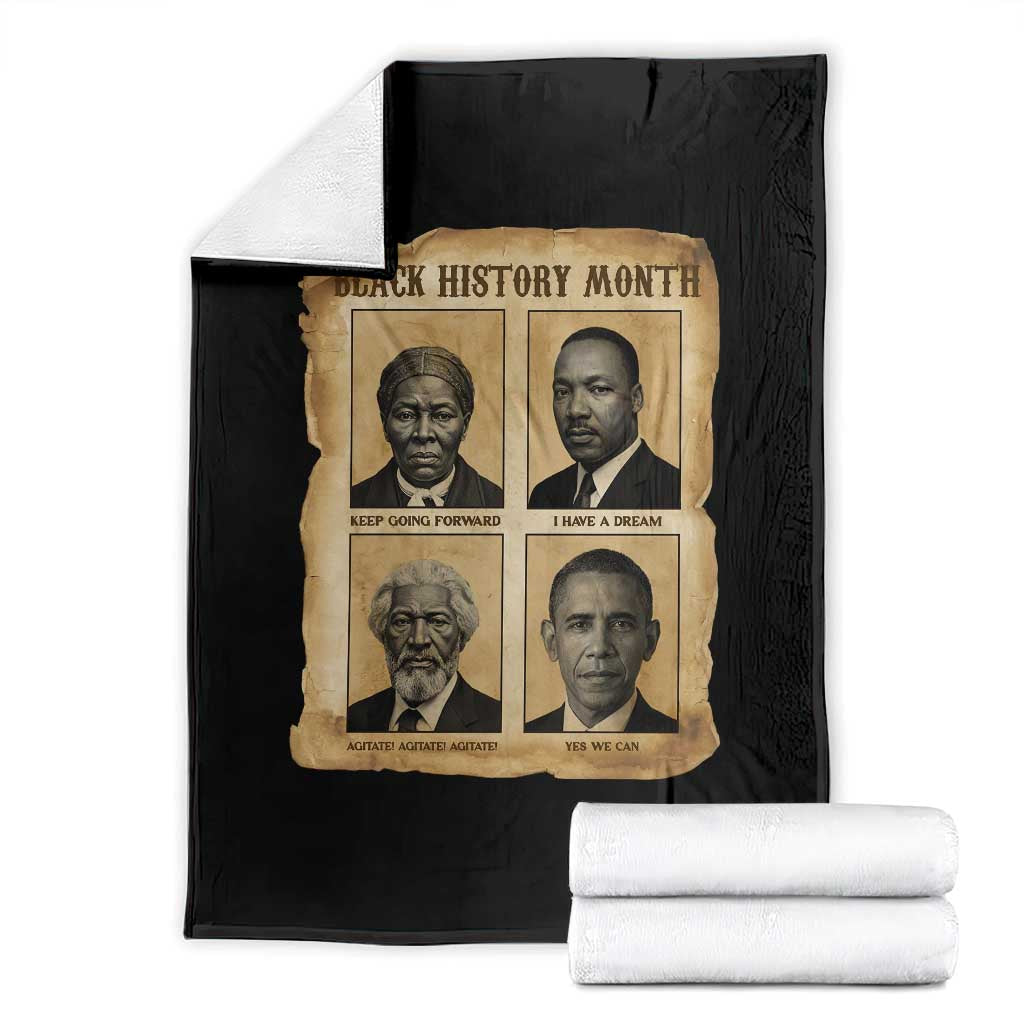 Vintage Black History Heroes Throw Blanket Strong Black Pride - Wonder Print Shop