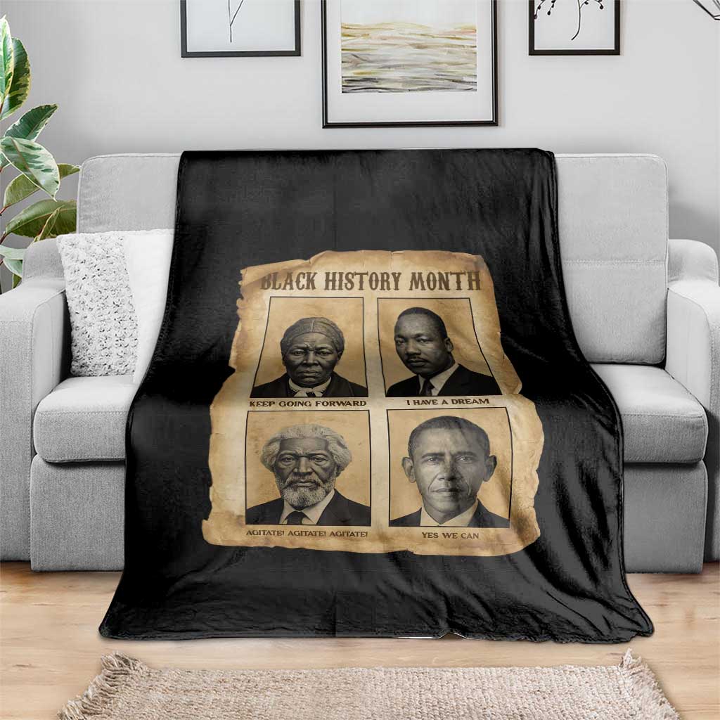 Vintage Black History Heroes Throw Blanket Strong Black Pride - Wonder Print Shop