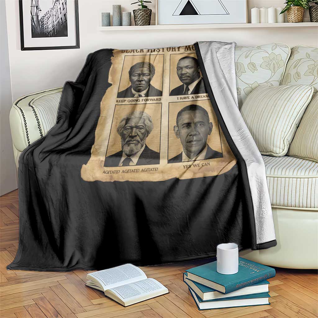 Vintage Black History Heroes Throw Blanket Strong Black Pride - Wonder Print Shop