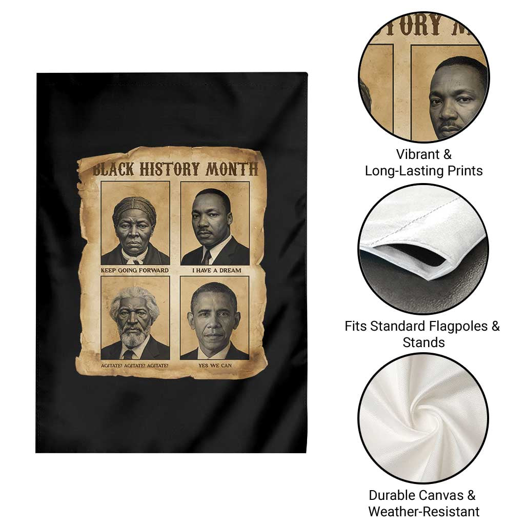 Vintage Black History Heroes Garden Flag Strong Black Pride - Wonder Print Shop