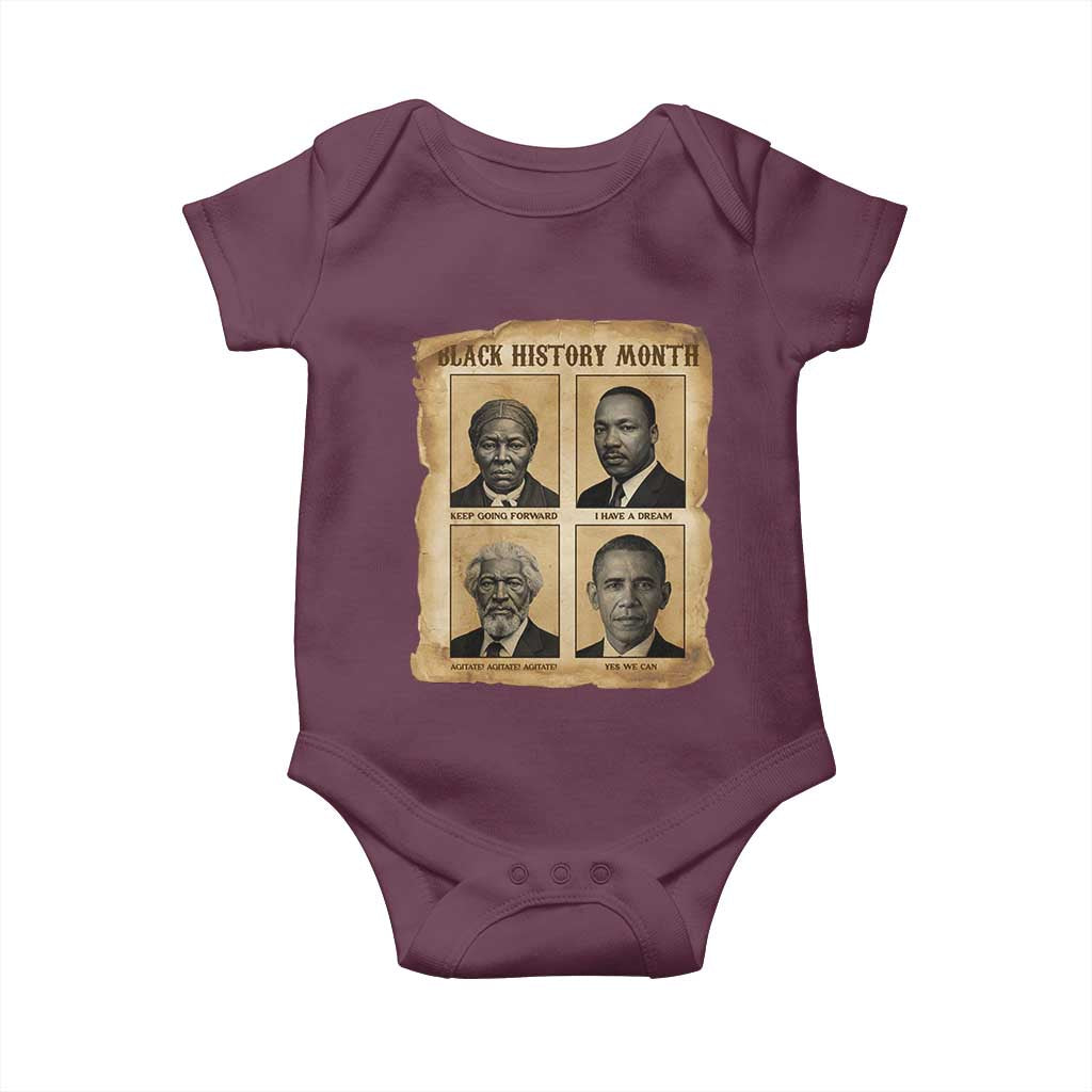 Vintage Black History Heroes Baby Onesie Strong Black Pride - Wonder Print Shop