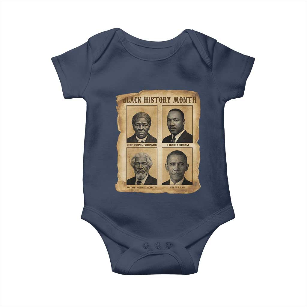 Vintage Black History Heroes Baby Onesie Strong Black Pride - Wonder Print Shop