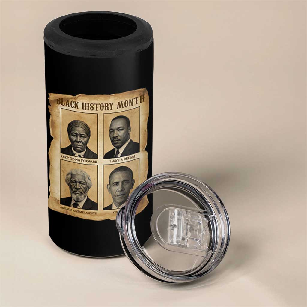Vintage Black History Heroes 4 in 1 Can Cooler Tumbler Strong Black Pride - Wonder Print Shop